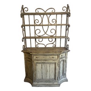 French Country/Farmhouse/European Rustic/Shabby Chic China Buffet With Detachable Hutch For Sale