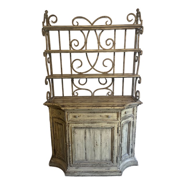 French Country/Farmhouse/European Rustic/Shabby Chic China Buffet With Detachable Hutch For Sale