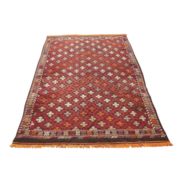 Vintage Turkish Kilim Rug - 4'7" X 6'3", X For Sale