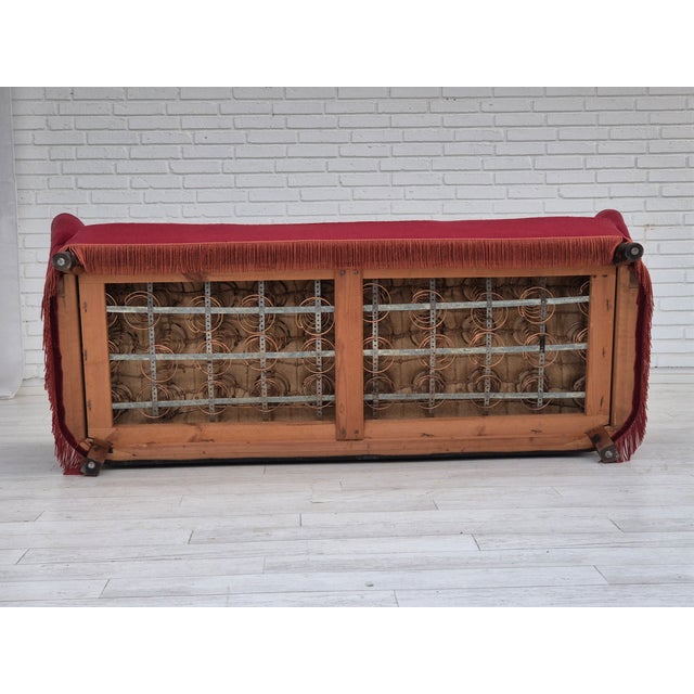 Vintage Danish 3-Seater Sofa in Cherry-Red Furniture Velour, 1960s For Sale - Image 9 of 18