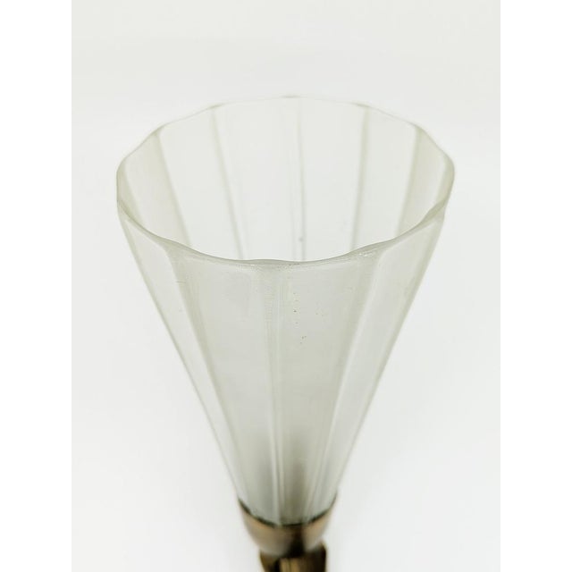 1950s Italian Art Deco Brass Sconces with Murano Glass Shade, 1930s, Set of 2 For Sale - Image 5 of 18