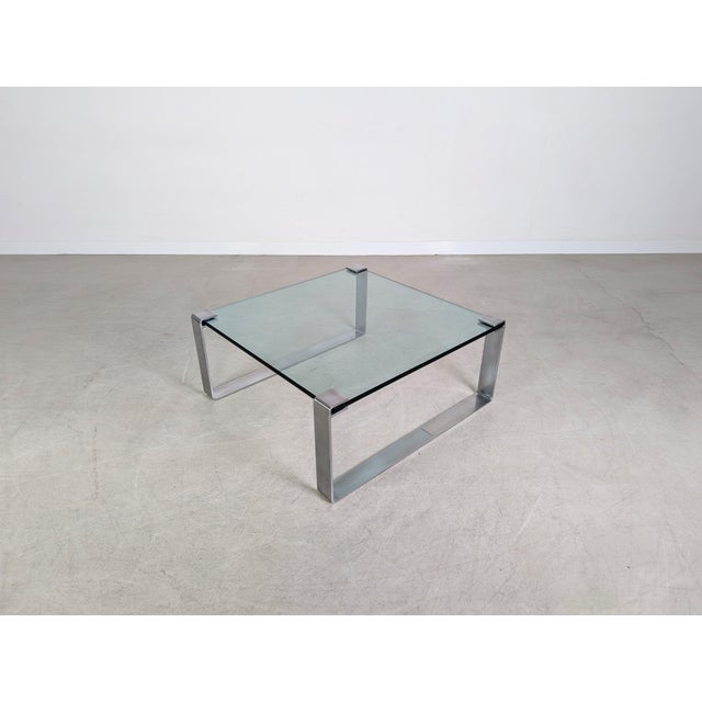 Metal Square Glass Model 1022 Coffee Table Table by Peter Draenert For Sale - Image 7 of 11