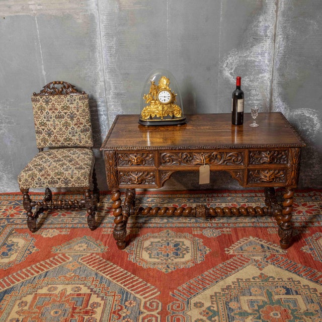 Victorian Carved Oak Desk For Sale - Image 15 of 16