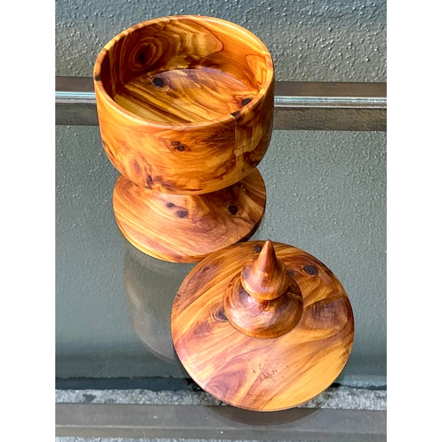 Late 20th Century Vintage Turned Wood Lidded Box For Sale - Image 5 of 12