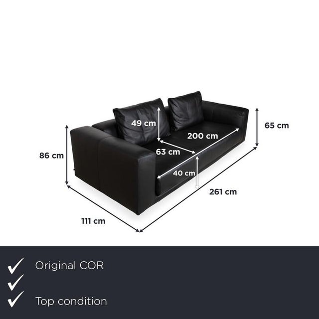 Introducing the COR Moss leather three-seater sofa in black. I have official proof of authenticity such as vintage...