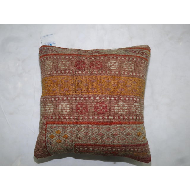 Rustic Vintage Turkish Jajim Pillow - 1'4" x 1'4" For Sale - Image 3 of 5