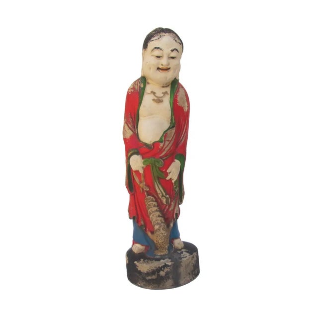 Camphor Wood Standing Treasure God Statue For Sale In San Francisco - Image 6 of 6