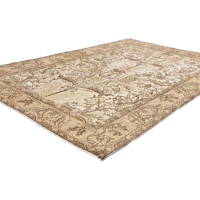 61527 Vintage Persian Qum Rug, 04'04 x 06'10. The Celestial Garden: A Vintage Persian Qum Tree-of-Life Masterwork of...