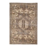 1960s Vintage Persian Distressed Handmade Tribal Beige Wool Rug For Sale