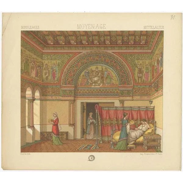 Racinet, Middle Ages Interior, 1880, Paper For Sale - Image 4 of 5