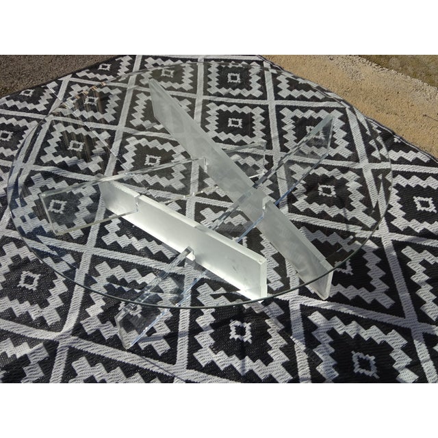 Glass Coffee Table with Acrylic Glass Base For Sale - Image 4 of 13