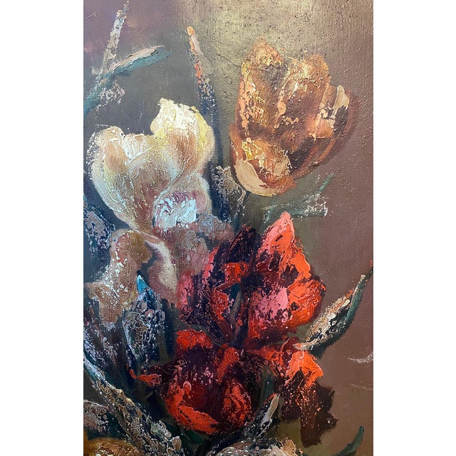 Henri d'Anty, French Modernist Large Floral Oil Painting Expressionist Flowers in Vase For Sale In Miami - Image 6 of 8