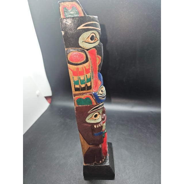 American Vintage Hand-Carved Wooden Totem Pole, Not Signed For Sale - Image 3 of 5