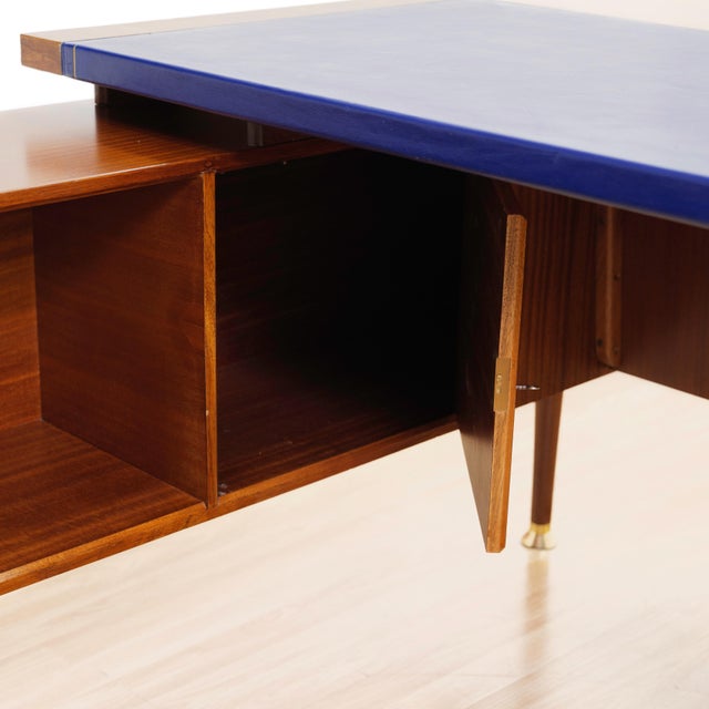 Brown Mid Century Teak Executive Desk With Floating Return, England, 1960s For Sale - Image 8 of 18