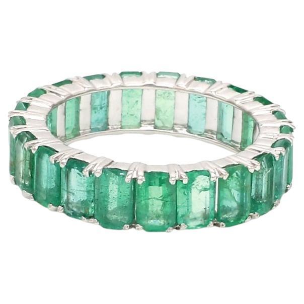 Natural 5.97 cts Zambian emerald band ring 14k gold For Sale - Image 15 of 18