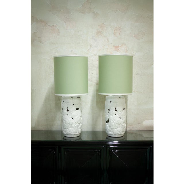 Aqua Ceramic Lamps by Vivai del Sud 1970 from Vivai Del Sud, Set of 2 For Sale - Image 8 of 8