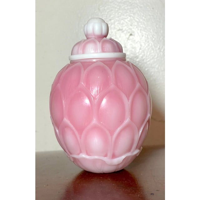 Rare Antique Chinese White Pink Peking Glass Lidded Lotus Glass Jar Bottle For Sale - Image 9 of 13