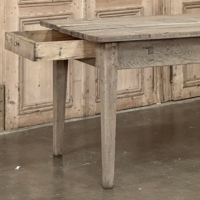 18th Century Grand Rustic Country French Stripped Sycamore Farm Table For Sale - Image 15 of 18