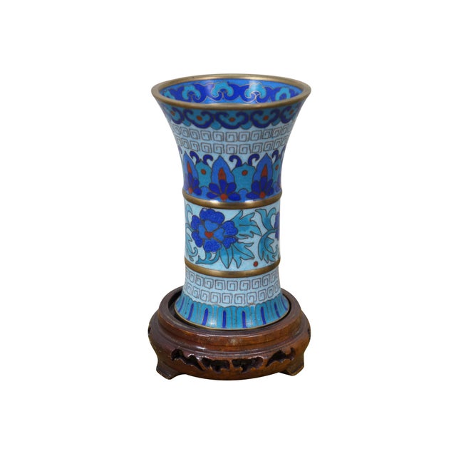 Six vintage Chinese cloisonné enamel vases, bowls / ashtrays, and vases featuring a variety of style and patterns,...