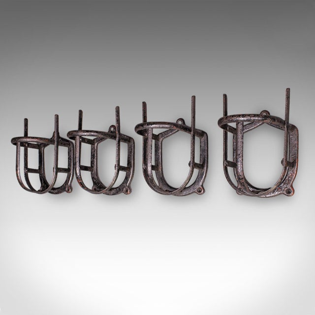 Victorian Set of 4 Antique Crop Hanging Racks, English, Iron, Hooks, Equestrian, Victorian For Sale - Image 3 of 12