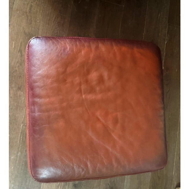 Natuzzi Maturità Italian Cognac Leather Armchair & Ottoman – Made in Italy For Sale - Image 9 of 12