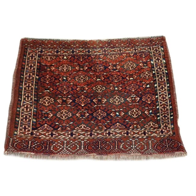 Antique Baluch Turkmen rug, size: 1'6" x 2'2". Baluch A name given to (mostly) pile rugs woven by Indo-European Tribal...