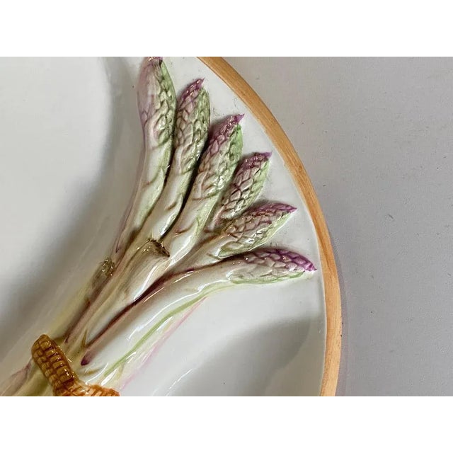 Green Early 20th Century Majolica Arparagus Plates in Purple & Green, Set of 6 For Sale - Image 8 of 10