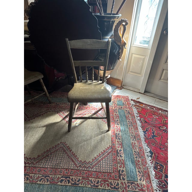 Farmhouse Antique Pair Pennsylvania Plank Seat Chairs, 19th Century. For Sale - Image 3 of 12