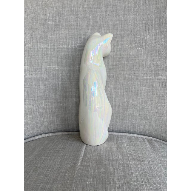 Mid-Century Modern Iridescent Ceramic Cat Figurines - Set of 2 For Sale - Image 16 of 16
