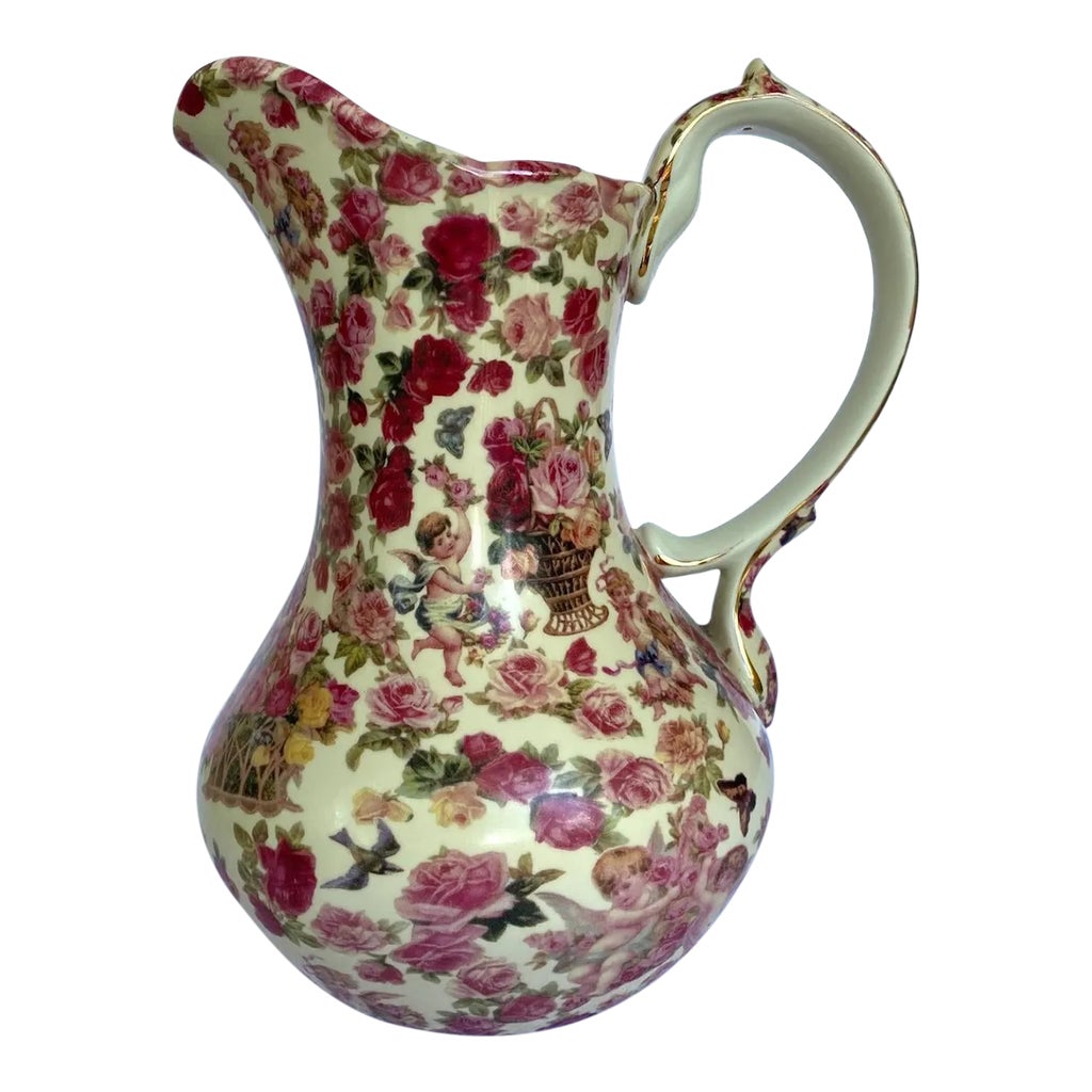 Vintage Baum Brothers Formalities “Cherub Chintz Collection  Vintage Formalities by Baum Bros. China pitcher vase main image 0