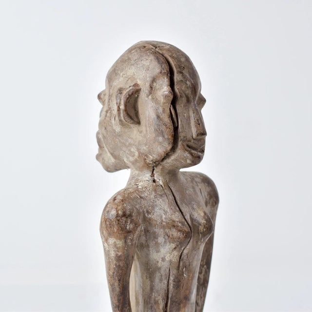 Brown Early 20th Century Kongo Double Sided Male and Female Wood Figure For Sale - Image 8 of 13