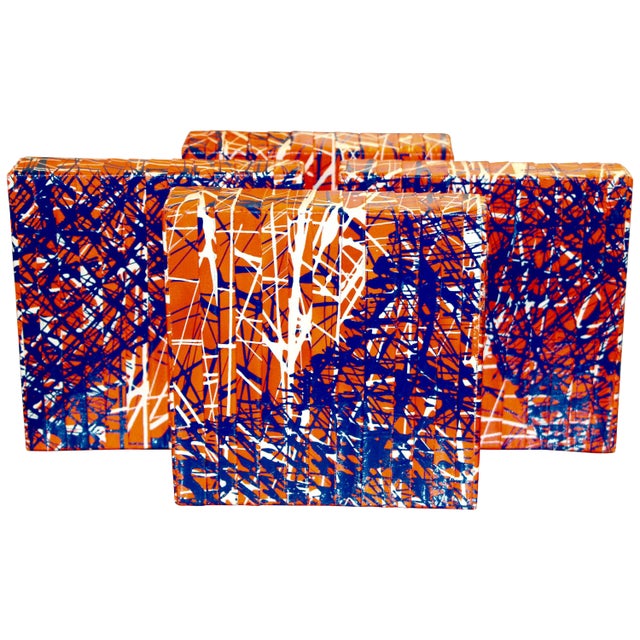 Contemporary Alfredo Salazar Folded Canvas Four-Piece Abstract Art For Sale