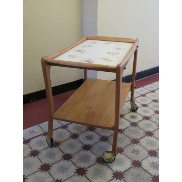 Wood & Ceramic Trolley on Wheels, 1950s For Sale - Image 4 of 18
