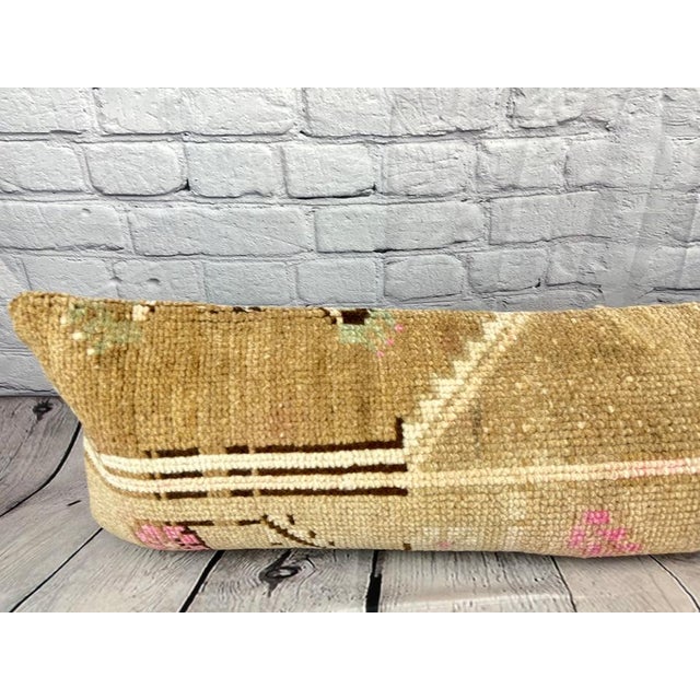 1960s 12 x 46 Lumbar Rug Pillow Exotic Embellishments Turkish Pillow Cushion Cover For Sale - Image 5 of 7