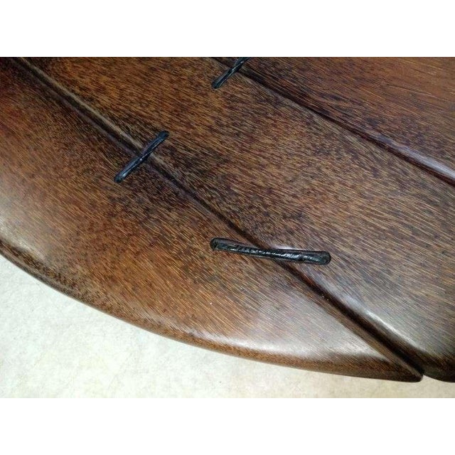 1980s 1980s Brazilian Hardwood lashed planks Dining Room Pedestal Table arts crafts mcm For Sale - Image 5 of 10