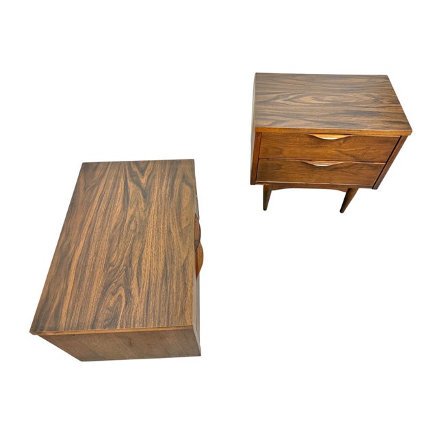 1960s Mid-Century Modern Walnut Nightstands - Set of 2 For Sale - Image 5 of 8