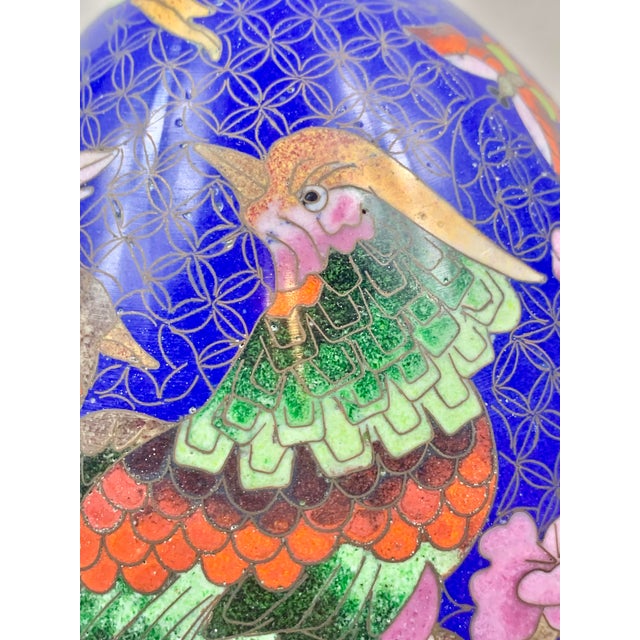 Metal Vintage Monumental Cloisonné Egg With Stand For Sale - Image 7 of 13