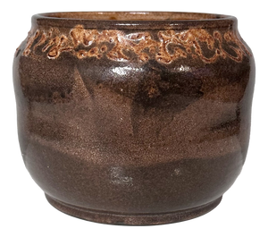 Hand-Thrown Ceramic Art Planter with Organic Line Rim Decoration by Helma Klett, Germany, 1970s
