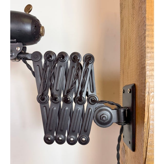 Bauhaus Industrial Black Scissor Wall Lamp from Christian Dell, 1930s For Sale - Image 9 of 18