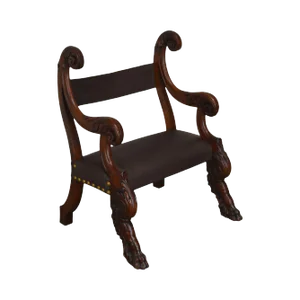 Antique 19th Century Italian Renaissance Revival Carved Claw Foot Leather Armchair