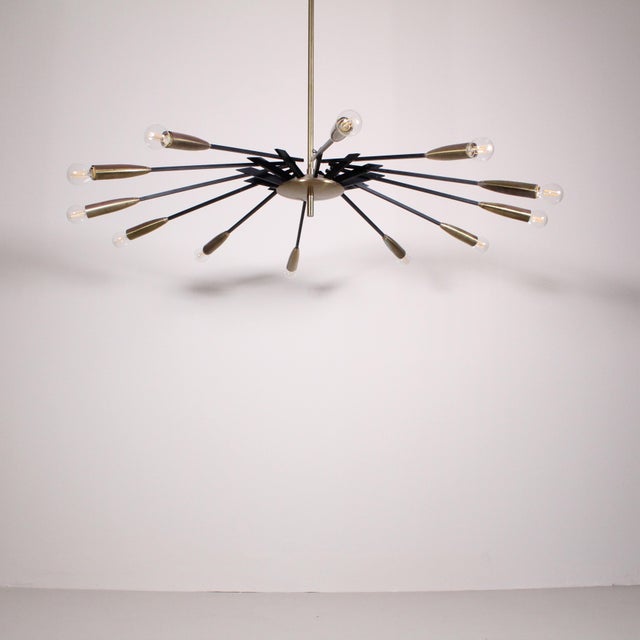 Mid-Century Brass & Black Metal Ceiling Lamp by Oscar Torlasco for Lumi For Sale - Image 11 of 15