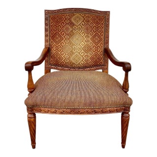 Neoclassical Style Brown Armchair For Sale