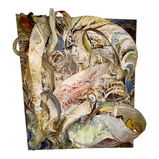 Mulhern 1984 Abstract Mixed Media Wall Sculpture in Wood and Metal 40"x46" For Sale