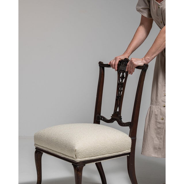 19th Century France Chippendale Cream Wood Lounge Chair For Sale - Image 10 of 11