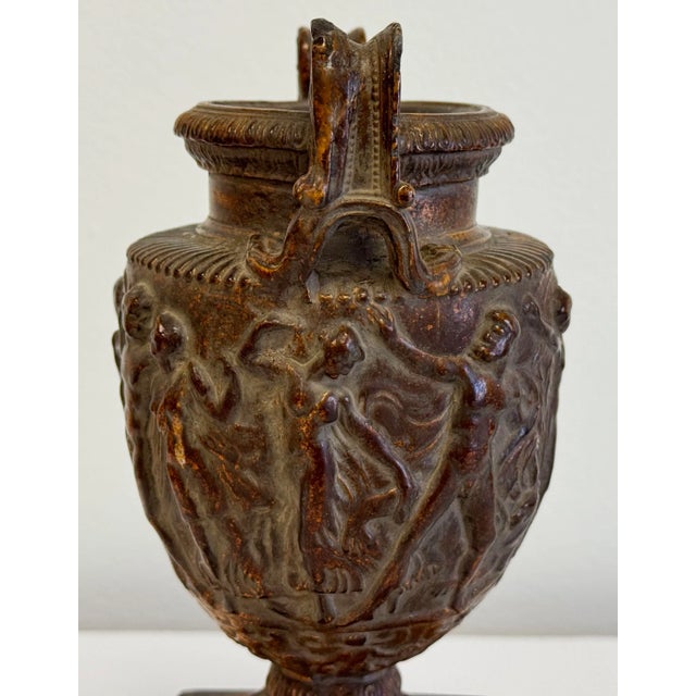 Plastic Vintage Bronze Neo-Classical Style Urn For Sale - Image 7 of 9