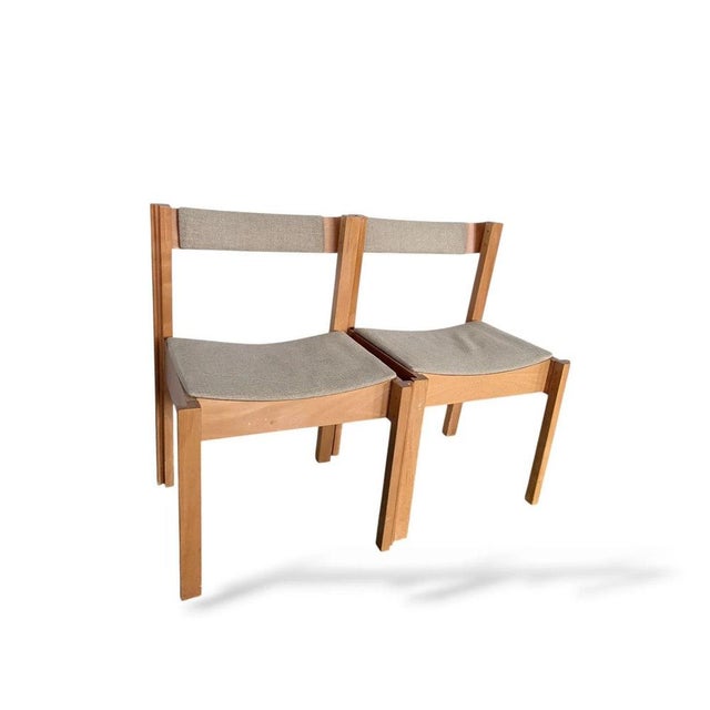Mid-Century Stacking Dining Chairs in Beech, Set of 2 For Sale - Image 4 of 9