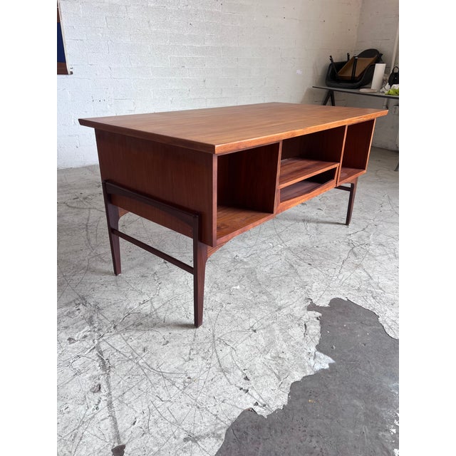 Wood Vintage Danish Teak 6-Drawer Desk With Bookcase For Sale - Image 7 of 8