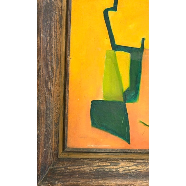 Mid Century Abstract Painting in Yellow, Signed For Sale In New York - Image 6 of 8