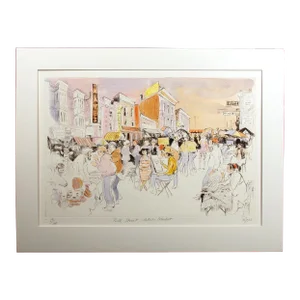 William Papas "Polk Street Artist's Market" Hand Colored Signed Numbered Etching