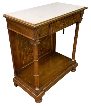 Antique Walnut Marquetry Pier Table, 1870